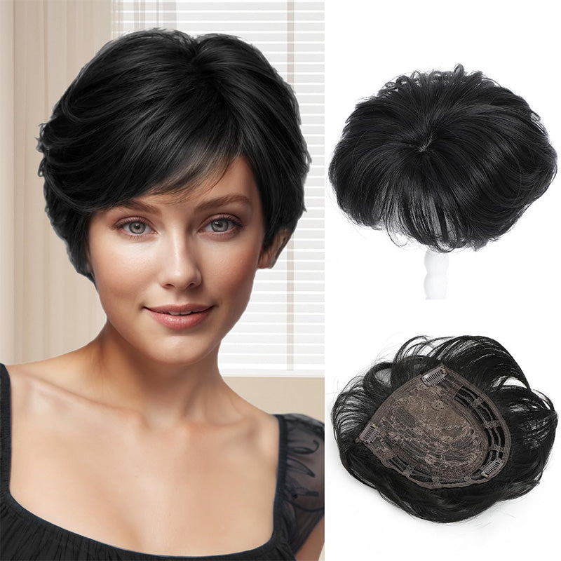 2025š„HOT SALEš„ | SHORT NATURAL HAIRPIECE FOR THE TOP OF THE HEAD