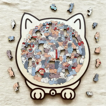 🥳מכירה חמה 2026🥳💞נמכרו מעל 50,000! 🧩🐱 50% הנחה! פאזל עץ חתולי 135 חלקים – צורת חתול ייחודית, גווני מוראנדי רכים. אתגר מושלם לחובבי שכלול וסבלנות. מתנה מושלמת לאוהבי חתולים! 🌟🎨