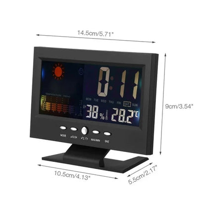 🌡️ ✨ Estação meteorológica digital LED - Monitor de temperatura e humidade com previsão meteorológica e despertador de mesa 📊⏰
