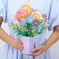 Cartão com buquê de flores pop-up em 3D